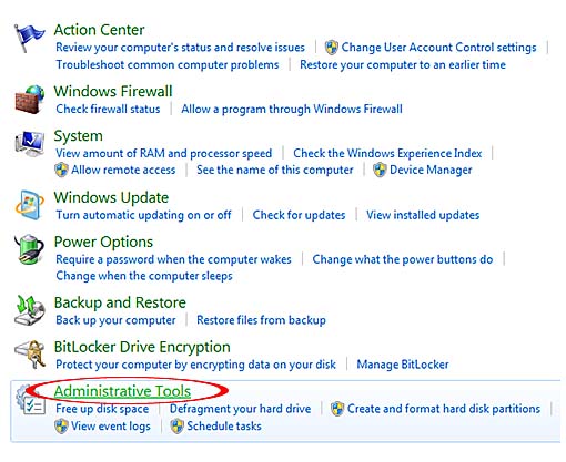 Administrative tools windows 7 где находится
