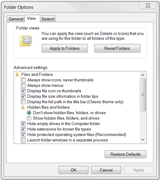 Folder Options