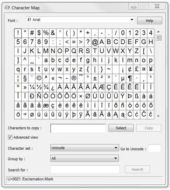 Character Map