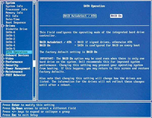 Field config. BIOS SATA Operation dell. Şuşa Operation. SATA Operation Mode.