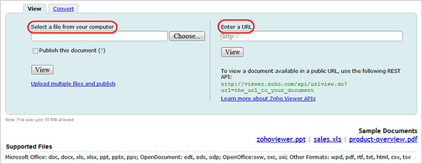 Chuyển đổi định dạng hoặc xem văn bản trực tuyến với Zoho