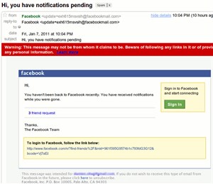 Cảnh giác với email lừa đảo mạo danh Facebook