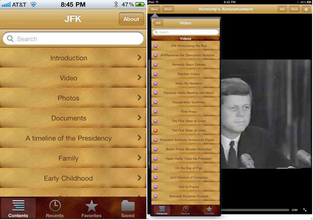 Ứng dụng iPad mới kể về cố tổng thống Kennedy