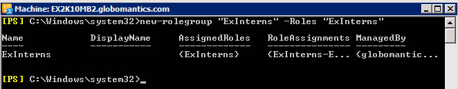 sử dụng lệnh New-RoleGroup