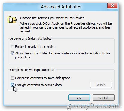 đánh dấu Encrypt contents to secure data