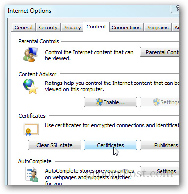chọn tiếp Certificates