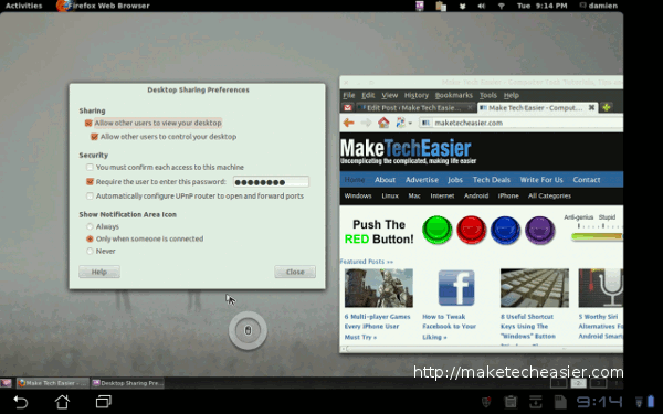 Dùng Tablet Android điều khiển từ xa máy tính chạy Ubuntu