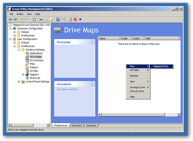 tạo Mapped Drive mới