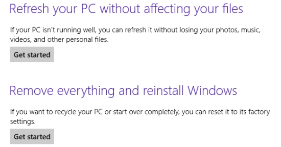 Lernen Sie die Aktualisierungs- und Zurücksetzungsfunktion unter Windows 8 kennen