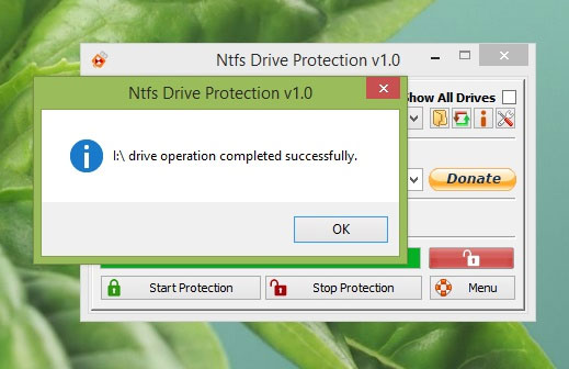 Nhấn Stop Protection Mã hóa và bảo vệ USB khỏi virus Autorun