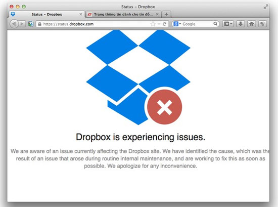 Lỗi trên Dropbox Dropbox bất ngờ bị nhóm hacker nổi tiếng Anonymous tấn công
