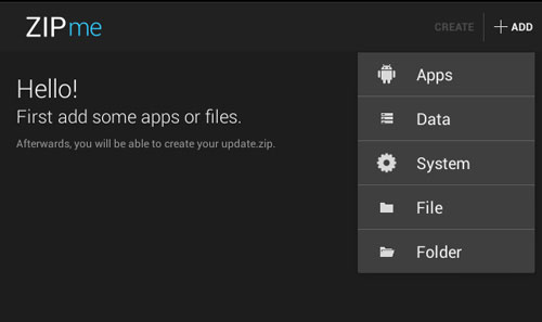 Giao diện Zipme Trình nén dữ liệu đa năng cho Android