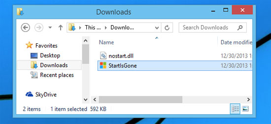 Sử dụng ứng dụng StartlsGone Làm nút Start mất hút trên Windows 8.1