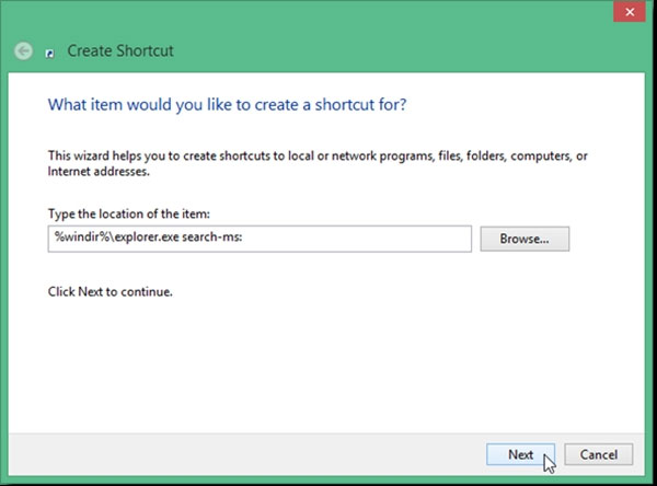 Hướng dẫn tạo Shortcut Tìm kiếm trên Desktop Windows