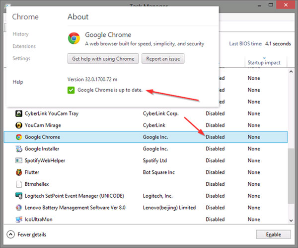 Google Chrome 10 Dịch vụ và ứng dụng an toàn nên tắt bỏ khi khởi động Windows