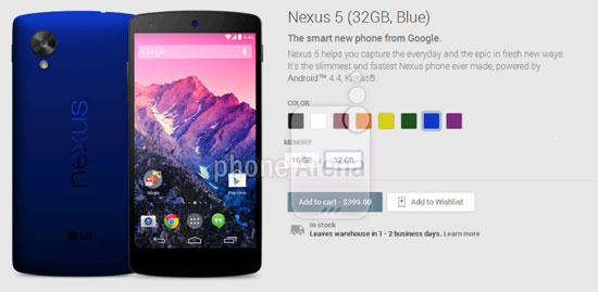 Nexus 5 phiên bản màu xanh dương Hé lộ loạt sắc màu trẻ trung cho Nexus 5