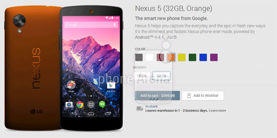Nexus 5 phiên bản màu cam Hé lộ loạt sắc màu trẻ trung cho Nexus 5