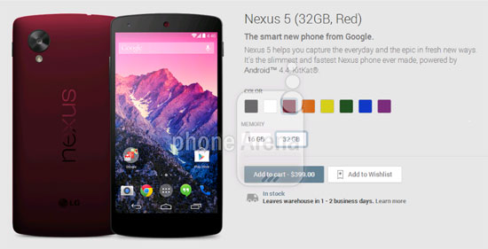 Nexus 5 phiên bản màu đỏ Hé lộ loạt sắc màu trẻ trung cho Nexus 5