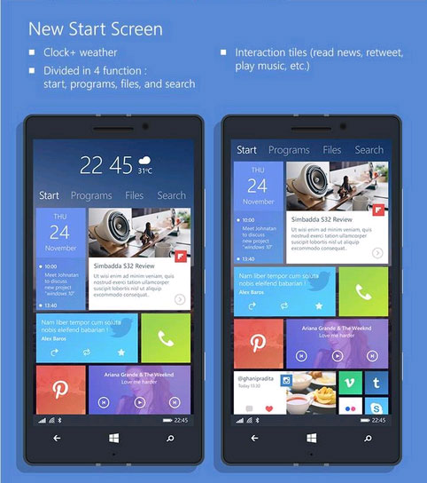 Giao diện Windows 10 cho smartphone
