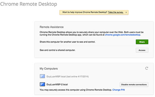ứng dụng Chrome Remote Desktop