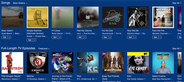 nhiều ca khúc và chương trình truyền hình miễn phí từ iTunes Store