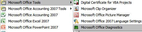 Sửa chữa các ứng dụng trong Microsoft Office 2007