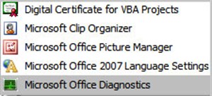 Sửa chữa các ứng dụng trong Microsoft Office 2007