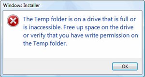 Lỗi trong khi cài đặt ứng dụng trong Windows Vista