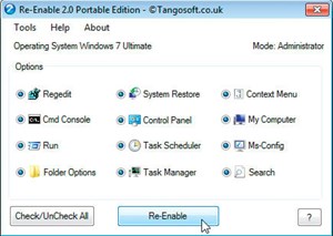 Khôi phục các công cụ cho Windows 7