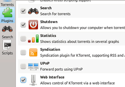 Thiết lập điều khiển và sử dụng KTorrent từ xa