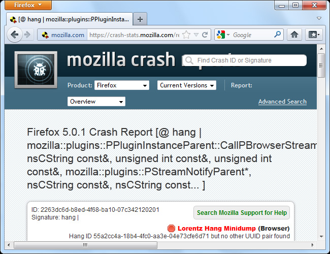làm việc với About:Crashes