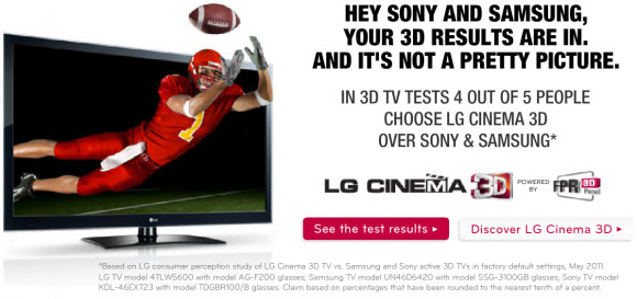 Quảng cáo khiêu khích của LG với Sony và Samsung.