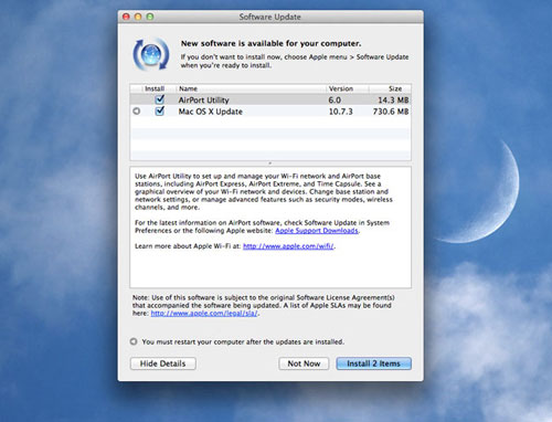 Bản cập nhật mới có dung lượng hơn 700MB. 