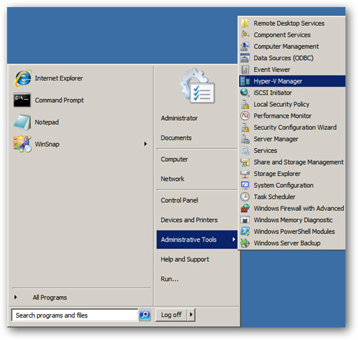 Mở Hyper-V Manager