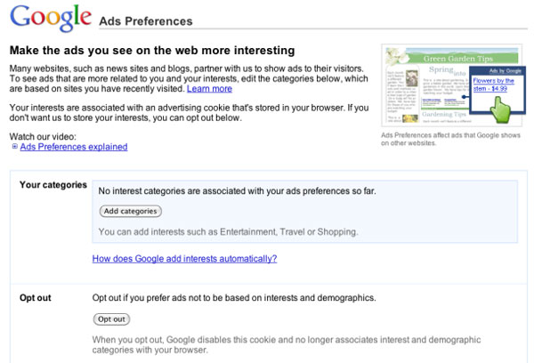 Ad Preferences Manager 