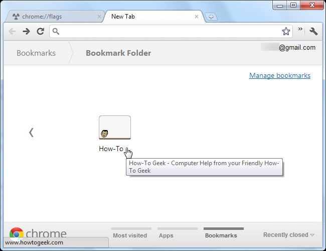 kích hoạt tính năng Enable NTP Bookmark Features