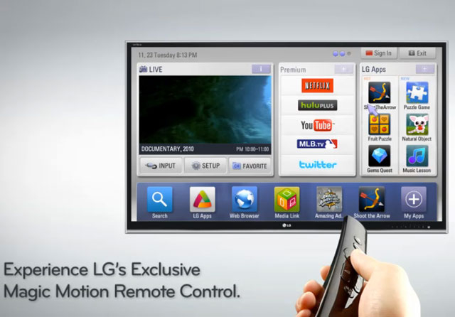 TV thông minh đi kèm với điều khiển cảm biến của LG.