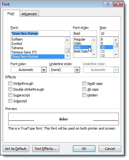 Sử dụng tính năng Reveal Formatting trong Word 2010