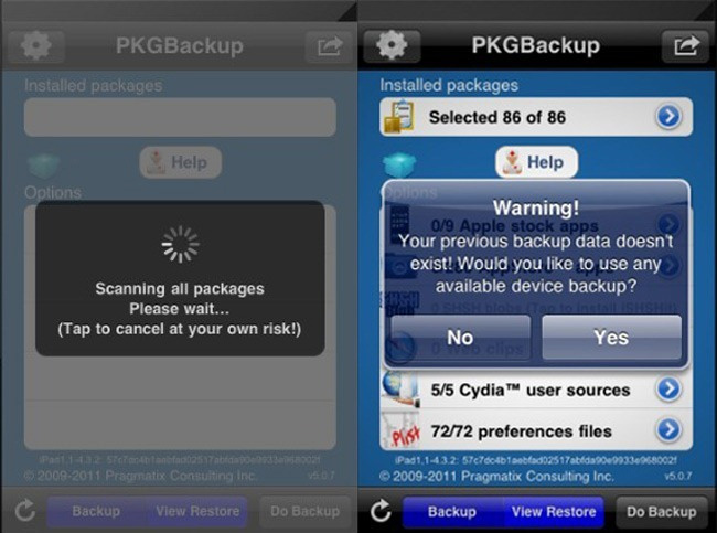 Sao lưu ứng dụng và cấu hình hệ thống với PkgBackup