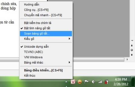 Soạn bảng gõ tắt trên Unikey
