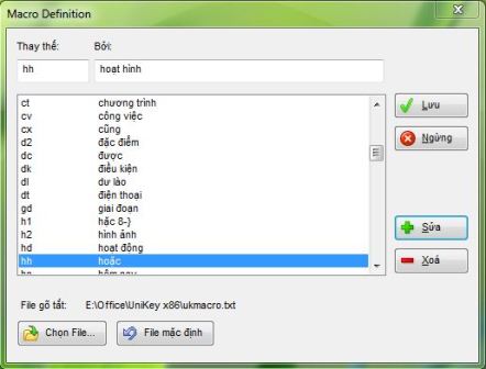 Chỉnh sửa từ gõ tắt