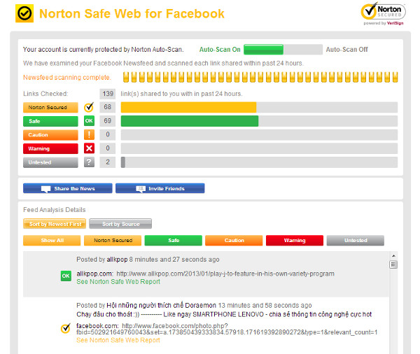 3 “Cỗ máy” quét virus, mã độc cho Facebook 3 “Cỗ máy” quét virus, mã độc cho Facebook