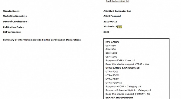 Rò rỉ thông tin về ASUS Fonepad Rò rỉ thông tin về ASUS Fonepad