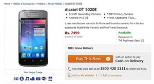 Smartphone lõi kép Alcatel OT 5020E có giá 140 USD