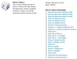 Apple ra phiên bản thử nghiệm thứ 2 của iOS 6.1.3