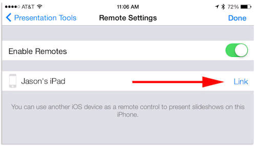 Thiết lập trên iOS. Sử dụng iPhone để điều khiển thuyết trình từ xa