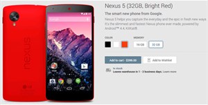 Nexus 5 màu đỏ chính thức bán ra, giá như cũ