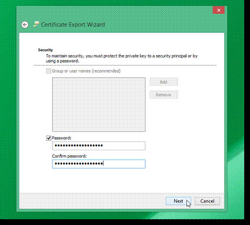 Đánh dấu kiểm vào mục Password rồi nhập một mật khẩu mạnh cho cả 2 ô nhập Mã hóa tệp tin và thư mục trong Windows 8.1