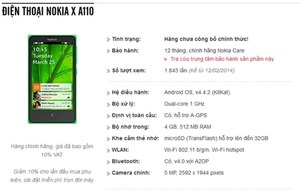 Nokia X A110 chạy Android giá 2,5 triệu đồng tại Việt Nam