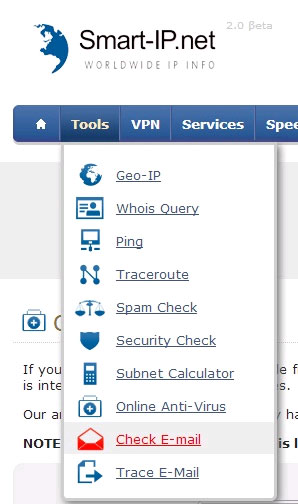 Các công cụ trên Smart-IP.net Cách xác thực địa chỉ email là thật hay giả
